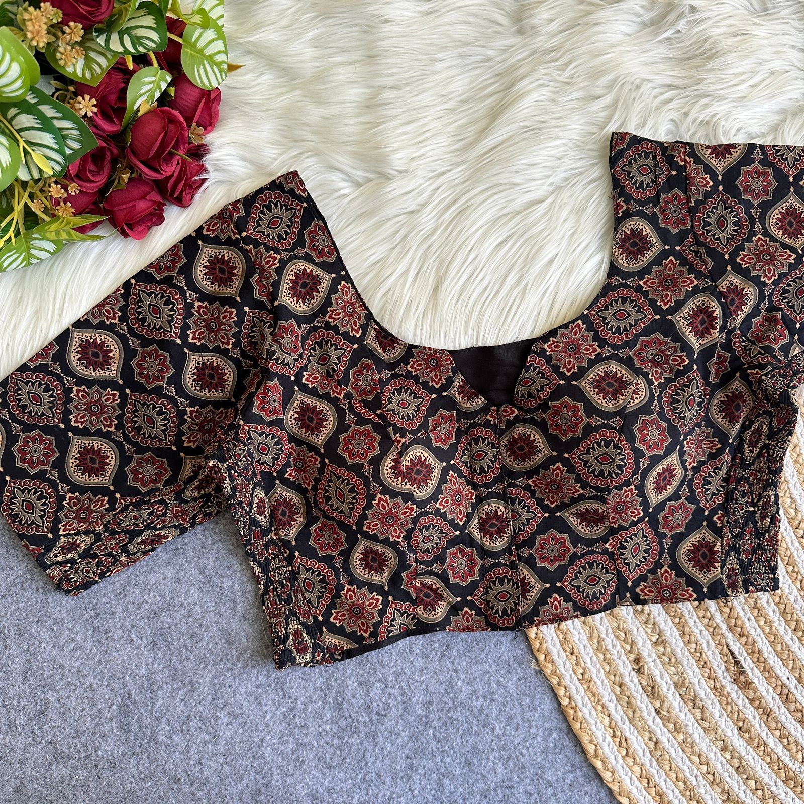 Pure Ajrakh Cotton Flexible Blouse